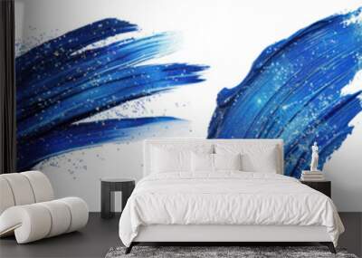 Blue brush stroke glitter confetti png element set on transparent background Wall mural