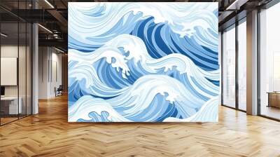 Blue water wave pattern nature ocean. Wall mural