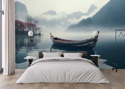 Boat chinese Style boat outdoors vehicle. Wall mural