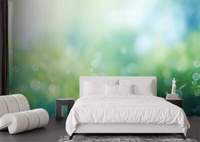 Bokeh Green and blue nature background green backgrounds sunlight. Wall mural