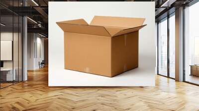 Box cardboard carton white background. Wall mural