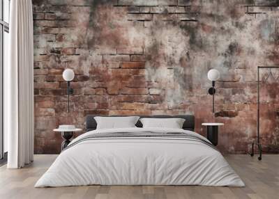 Brick concrete grunge wall architecture backgrounds deterioration. Wall mural