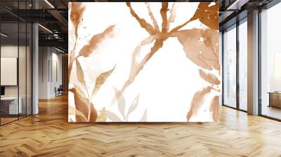 Brown png watercolor leaf background aesthetic autumn season Wall mural