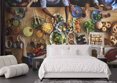 brunch choice crowd dining food options eating concept Wall mural