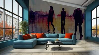 Business People Commuter Rush Hour Travel Concept Wall mural