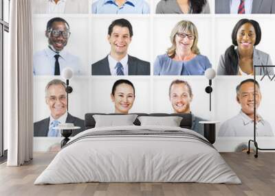 business people corporate set of faces concepts Wall mural