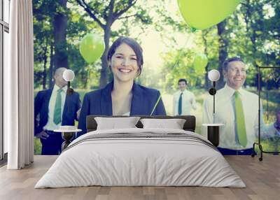 Business People Green Business Environmental Conservation Concep Wall mural