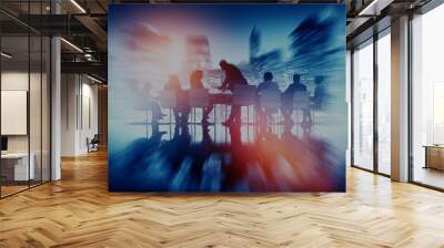 Business People Meeting Cityscape Professional Discussion Concep Wall mural