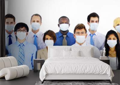 Business People Wearing Medical Mask Concept Wall mural