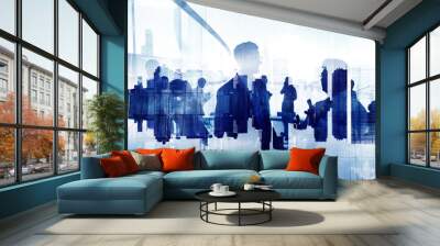 Business People Working and Urban Scene Wall mural