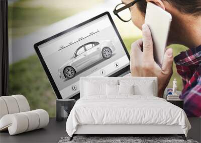 car 3d transportation interface website concept Wall mural