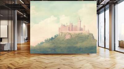 Castle on the hill architecture building landscape. Wall mural