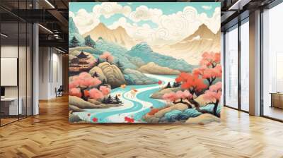 Chinese scenery landscape mountain outdoors. Wall mural