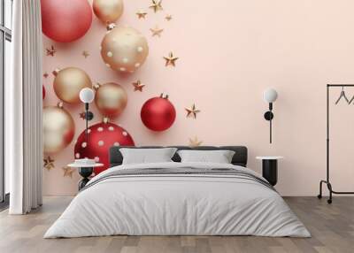 Christmas decorations backgrounds red celebration. Wall mural