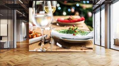 Christmas Family Dinner Table Concept Wall mural