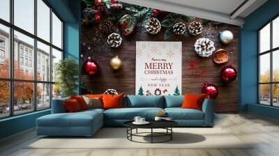 Christmas holiday greeting design mockup Wall mural