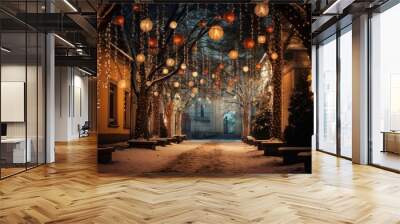 Christmas light celebration outdoors lighting. Wall mural