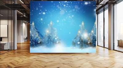 Christmas tree snow backgrounds. Wall mural