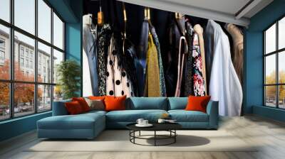 Close up of a clothing rack Wall mural