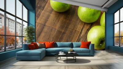 Closeup of fresh organic green apples Wall mural