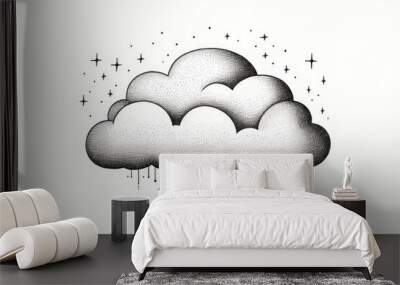 Cloud celestial drawing sketch white. Wall mural