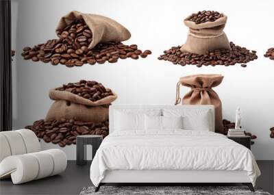 Coffee bean png cut out element set Wall mural