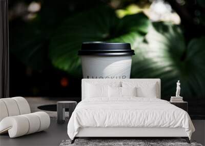 Coffee cup mockup on the table Wall mural