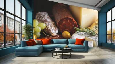 Cold cuts and cheese food photography recipe idea Wall mural