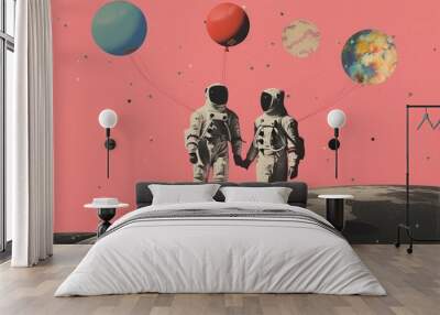 Collage astronomy space astronaut. Wall mural