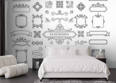 Collection of vintage ornament frame illustration Wall mural