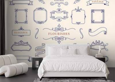 Collection of vintage ornament frame illustration Wall mural