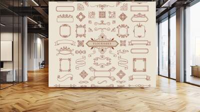 Collection of vintage ornament frame illustration Wall mural