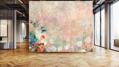 Colorful floral wall textured background Wall mural