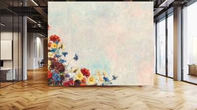 Colorful floral wall textured background Wall mural