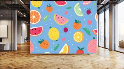 Colorful fruit pattern background Wall mural