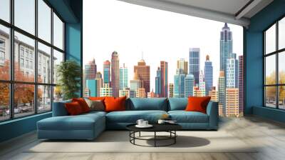 Colorful urban cityscape skyline illustration Wall mural