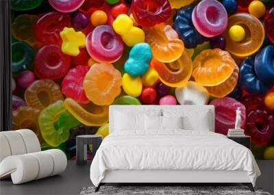 Colourful gummy candies confectionery dessert candy. Wall mural