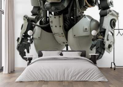 Combat robot white white background protection. Wall mural