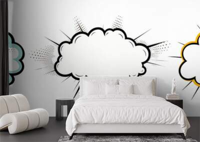 Comic pop art speech bubble png element set on transparent background Wall mural