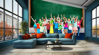 Community Togetherness Children Multiethnic Cheerful Happiness C Wall mural