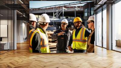 Construction talking hardhat helmet. Wall mural