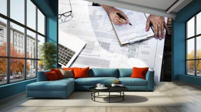 Construction Worker Planning Constractor Developer Concept Wall mural