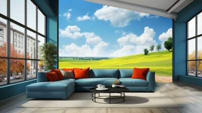 Countryside landscape grassland outdoors. Wall mural