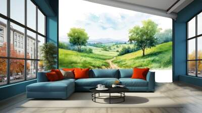 Countryside landscape grassland panoramic. Wall mural