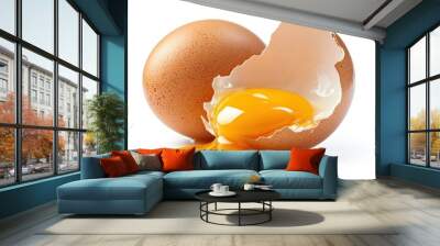 Cracked egg with yolk. Wall mural