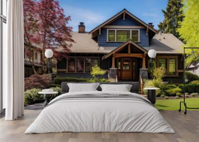 Craftsman style home architecture outdoors building. Wall mural