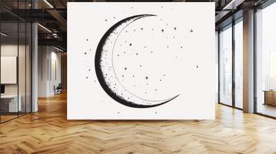 Crescent moon astronomy crescent drawing. Wall mural