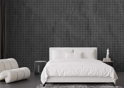 Crumpled dark gray grid paper textured background Wall mural