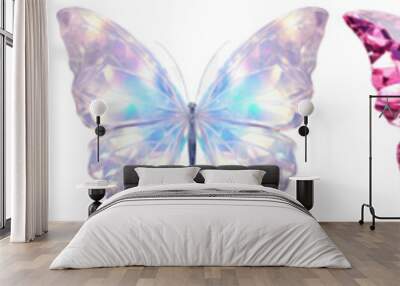 Crystal butterfly png cut out element set Wall mural