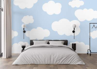 Cute background with fluffy cloud pattern Wall mural